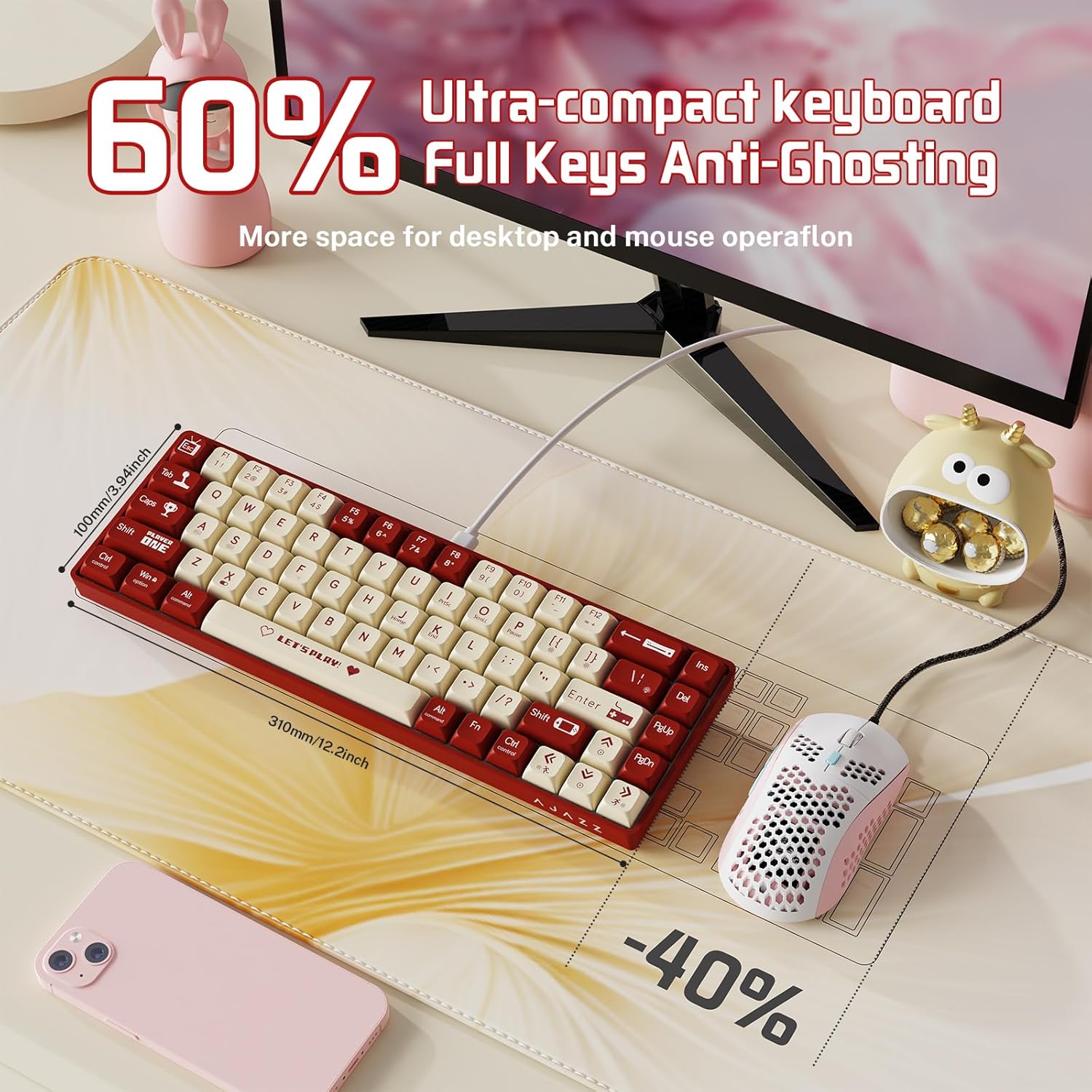 AJAZZ Keyboard AK680 Mechanical Gaming Keyboard Wired Red and White AJAZZ Keyboard AK680 Mechanical Gaming Keyboard Wired Red and White